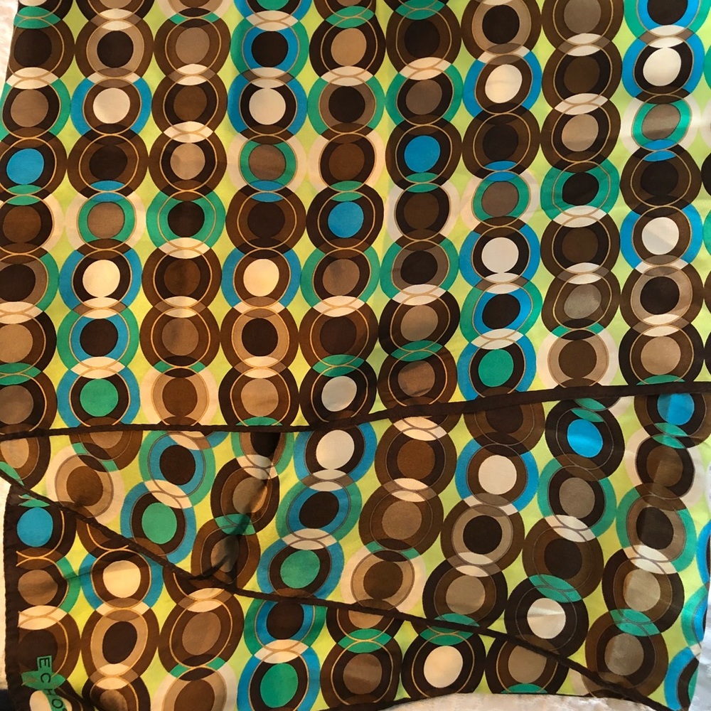 Echo scarf along with circles green brown and blue